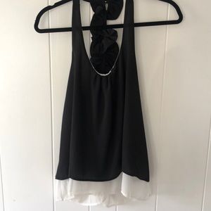Black and white halter tank top